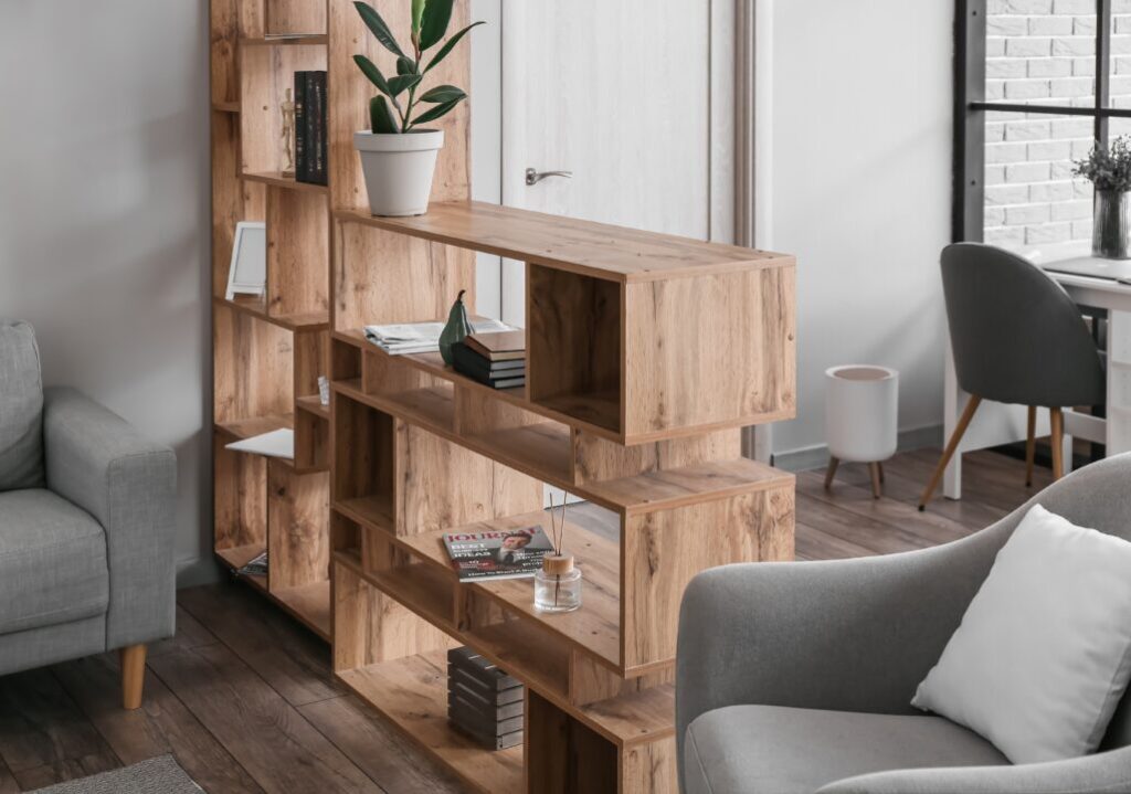 DIY Basement Room Divider Ideas - Bookshelf Barrier