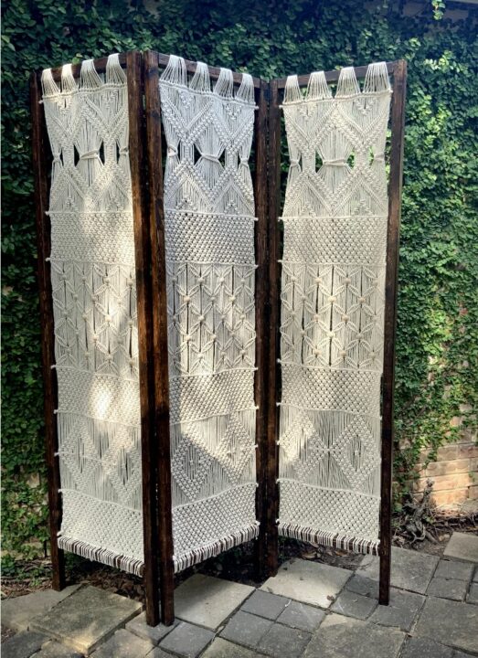 DIY Basement Room Divider Ideas - macramé piece Divider