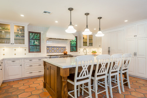 Spanish Revival terracotta floor tile kitchen