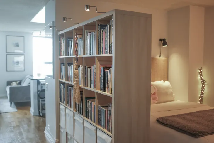 Unfinished Basement Room Divider Ideas - Bookshelf Brilliance