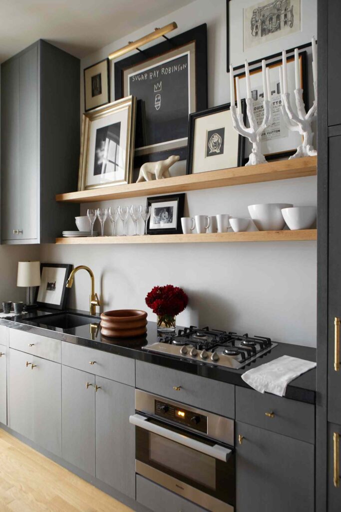 Small Kitchen Ideas on a Budget 6-inch shelf beside a stovetop