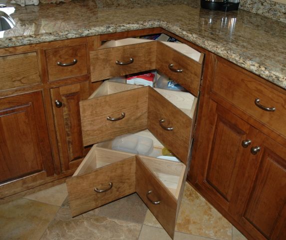 Use a Lazy Susan in Corner Cabinets Small Kitchen Ideas on a Budget